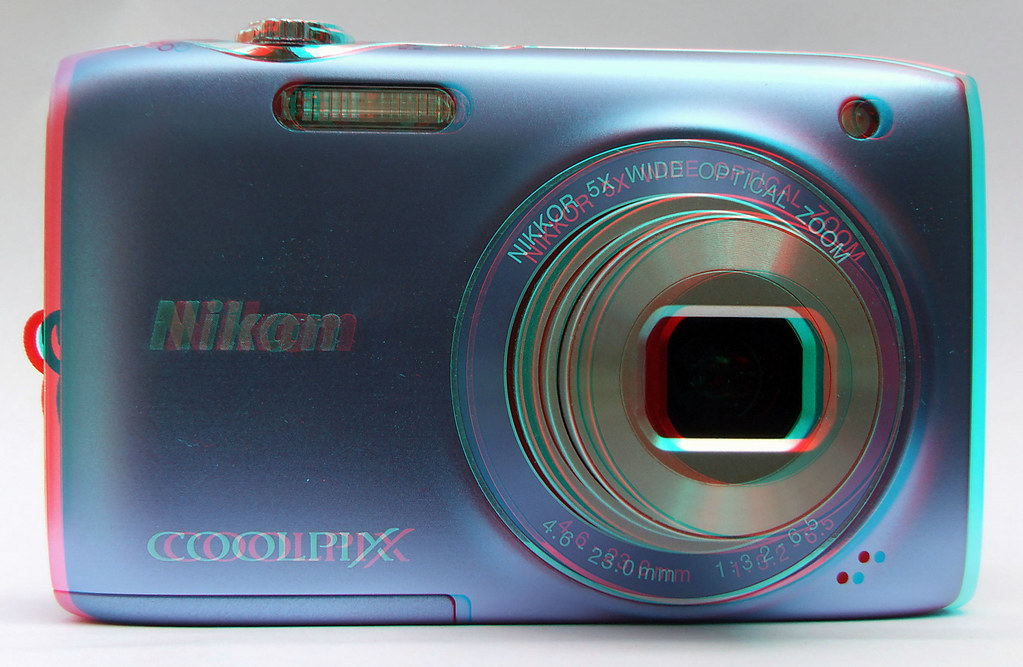 Nikon coolpix camera  3D anaglyph red blue (or cyan ) glasses to view