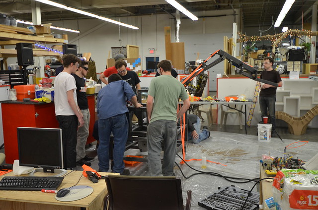 Project Hexapod’s “Stompy” being tested at Artisan's Asylum, Somerville MA, 15 May 2012