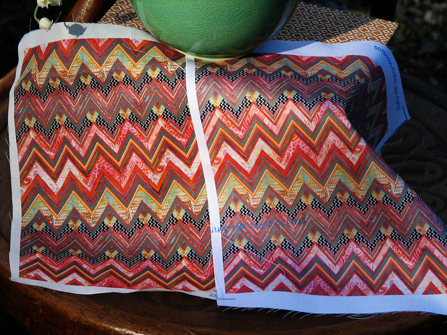 Chevron old quilting cotton V1 on left V2 on the right on cotton sateen