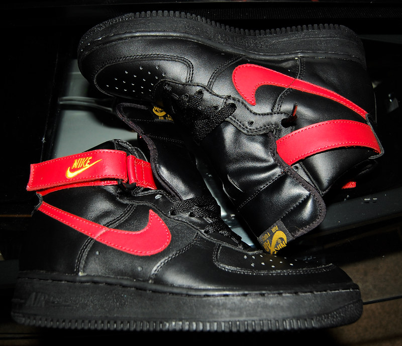 Vintage 1993 Nike Air Force 1 High Black Red Gold, DS 1993 …