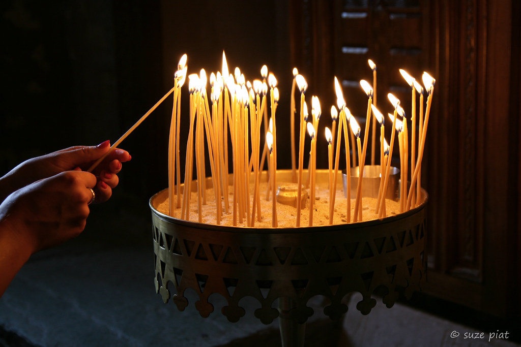 Candles and faith - in a monastery at Meteora, Greece.