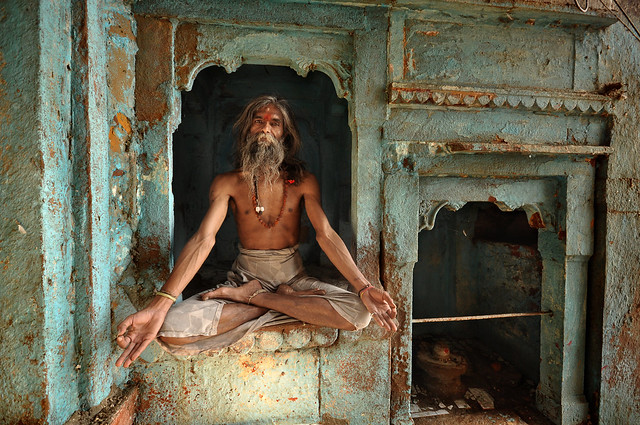 Meditation. Varanasi ghats, India