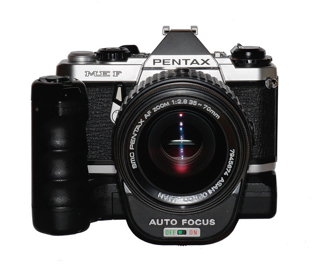Pentax ME-F with AF 2.8/35-70mm lens and Winder ME2