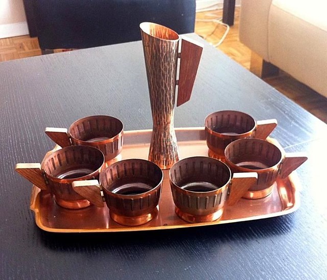 Atomic Copper Tea Set with Vase