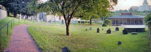 Providence, Rhode Island - College Hill - Panorama Number 8 - St. John’s (King's) Cathedral (1810) and Churchyard (1722) - 271 North Main Street - Looking South-East to West