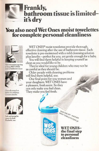 Vintage ad for Wet Ones wet wipes (1974)