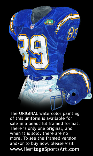 chargers uniforms over the years
