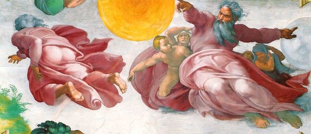 Sixtinische Kapelle, Michelangelo, Erschaffung der Gestirne und Pflanzen (Creation of sun, moon and plants)