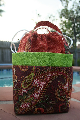 Drawstring bag using Pink Penguin's pattern | by sewmichelle