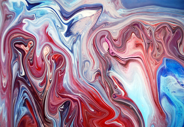 Red & Blue Acrylic Fluid Painting