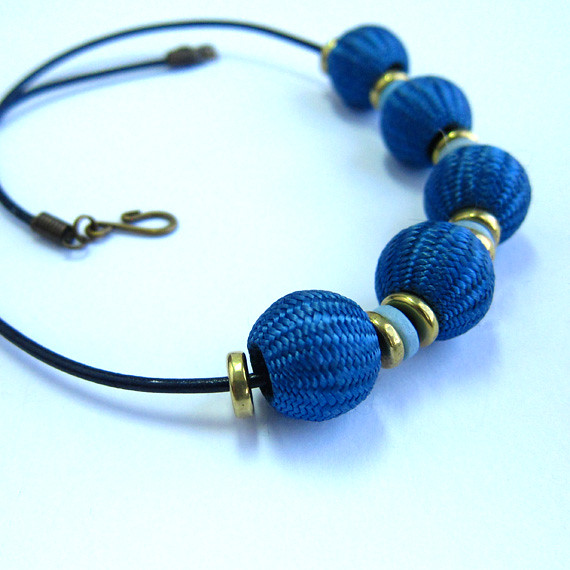 Blue Woven Bead Necklace