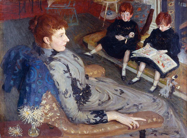 Steer,  Philip Wilson  (English, 1860-1942) - Mrs. Cyprian Williams and her two Little Girls  - 1891