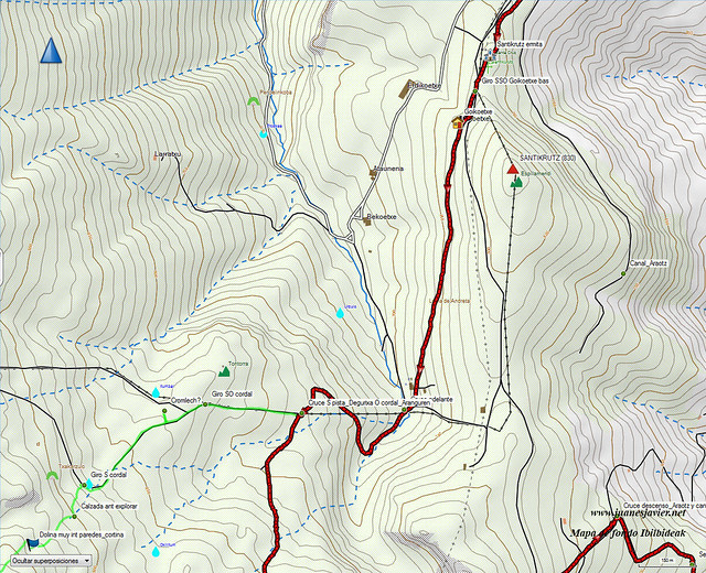 AIZKORRI raizk021 mapa24 detalle IBILBIDEAK Aranzadi valles Degurixa y Araotz