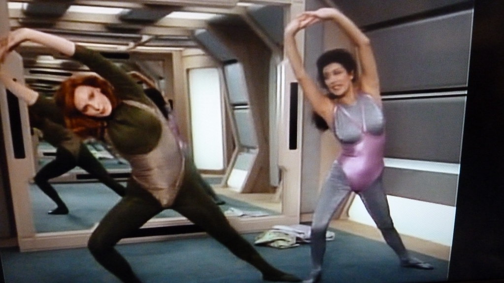 Deanna Troi And Beverly Crusher Exercising In Tights The Price Star Trek TN...