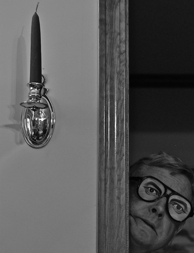 Self Portrait with Goofy Glasses Next to Candle Holder with Candle by ricko