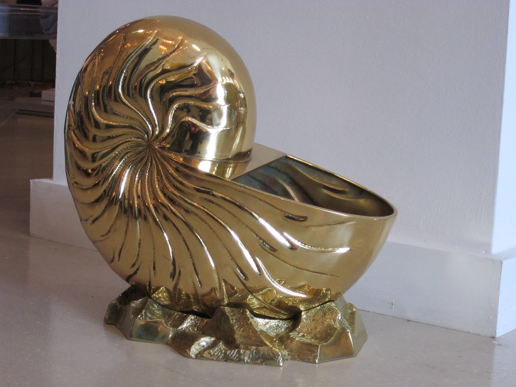 Picture 50526, Vintage Brass Nautilus Shell Wine Cooler Dim…