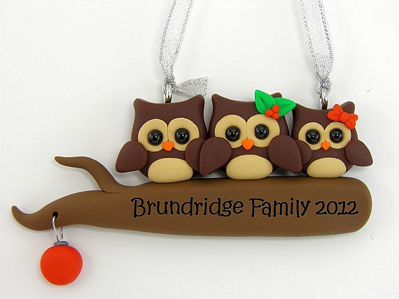 Personalized Owl Family of Three Ornament