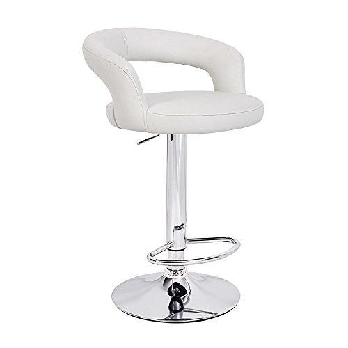 Set of 2 Halo “Leather” Contemporary Adjustable Barstool – Vanilla White | by sectionalsofas1