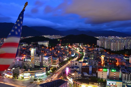 city blue sky mountains night clouds america lights nikon long exposure time flag south korea daegu isthe righttime d7000 howinappropriate atthatmomenthowmanypeopledoyouthinkwere