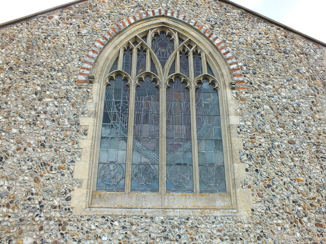 A stainglass window at St Margaret's church, Toft Monks