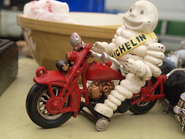 Michelin Man Motorcycle Motorbike Bike Mascot Figure Statue Bibendum Cast Iro 