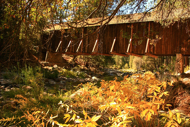 Covered Bridge With a Splash of Fall Color