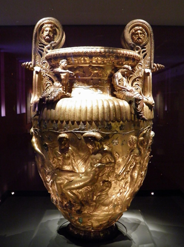 The Derveni krater, late 4th century B.C., side A, Dionysus and Ariadne, Archaeological Museum, Thessaloniki, Greece