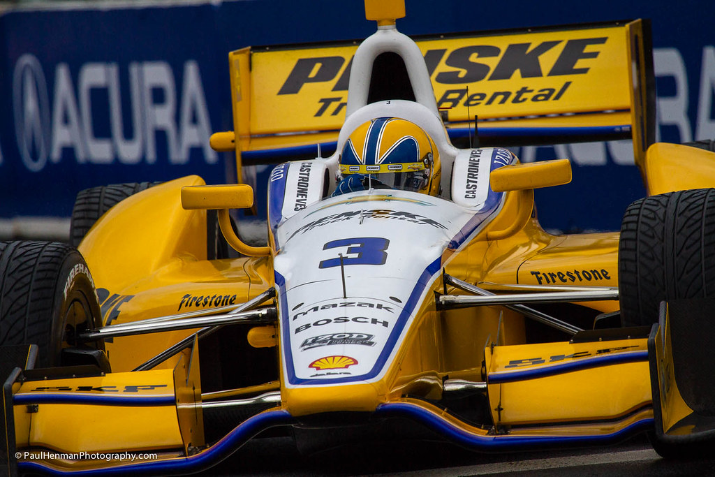 Helio Castroneves close-up (Turn 3, Saturday) by Paul Henman