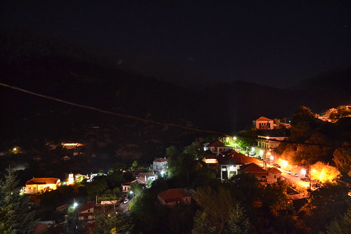 summer mountain night lights village hellas