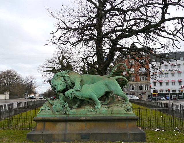Copenhague, Danemark: lions se disputant un sanglier, Auguste Cain