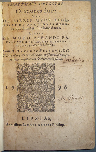 Woodcut title vignette (device?) used by Michael Lantzenberger of Leipzig; two early ms. inscriptions | by Provenance Online Project