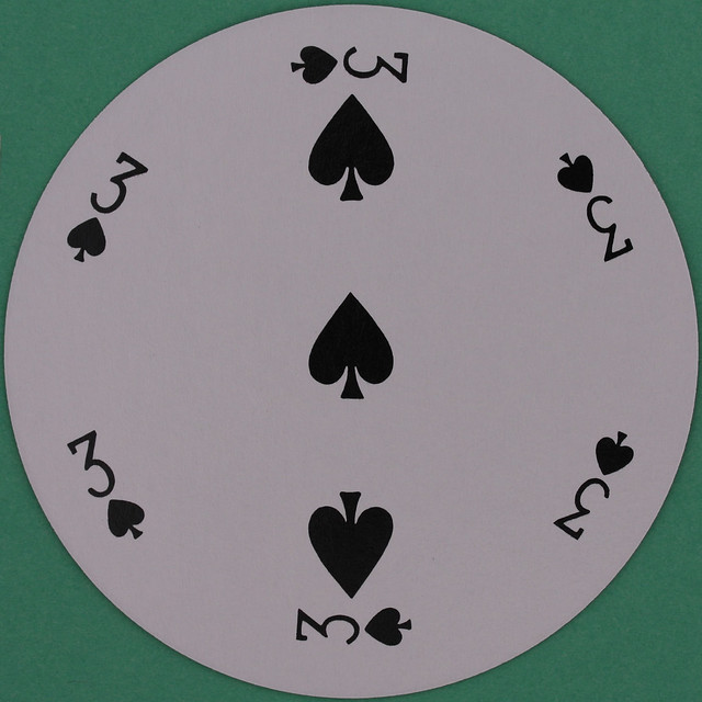 Round Playing Card 3 of Spades