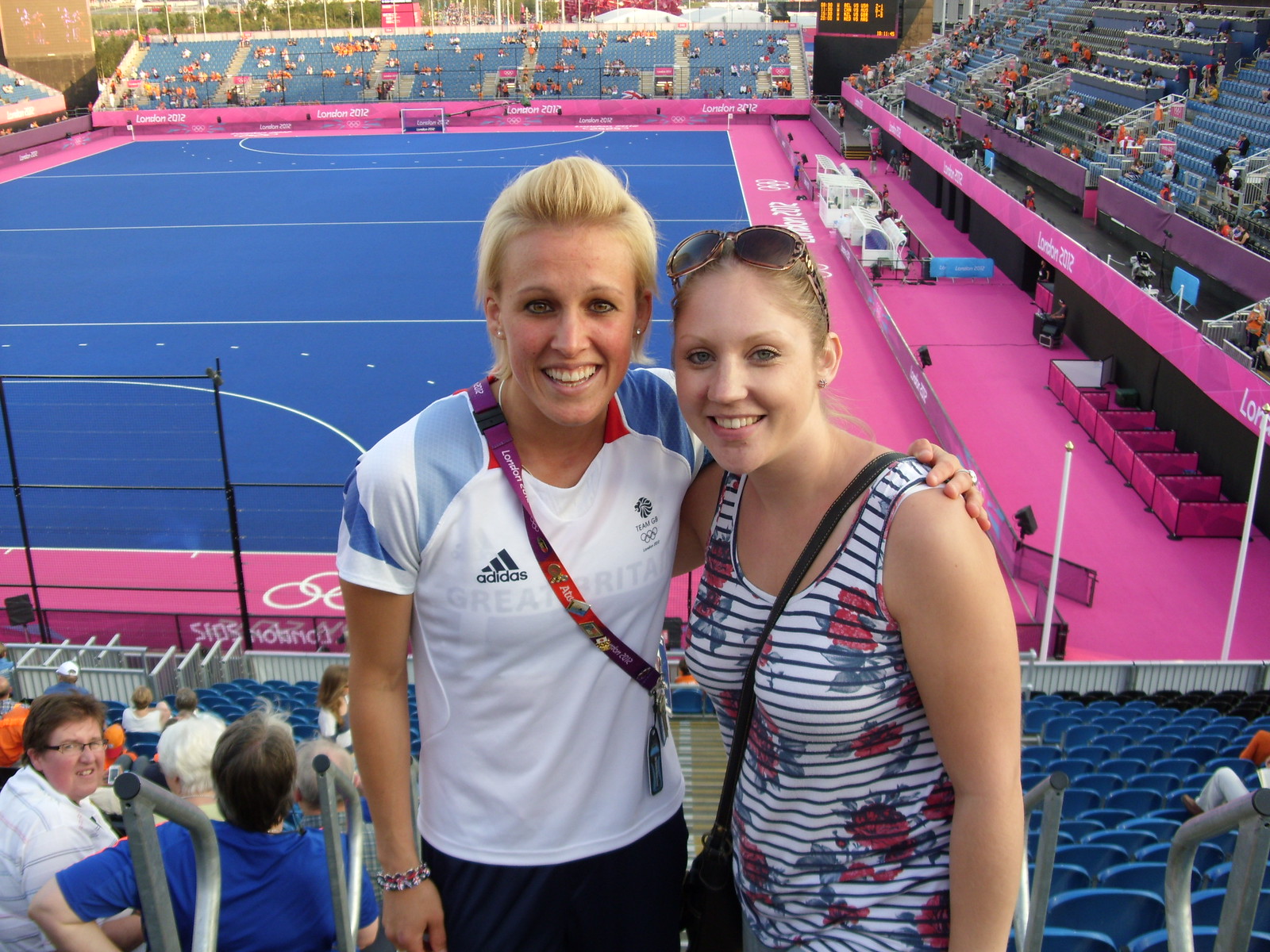 Whilst Emily and Olivia were at the womens' hockey final waiting for the match to begin they spotted Alex Danson in the stand next to them! So they ran over and congratulated her on the bronze medal and told her they had been watching every game then had