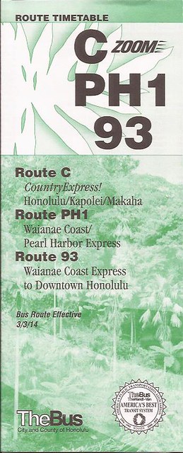 TheBus (Honolulu) Routes C/PH1/93 timetable - March 3, 2014