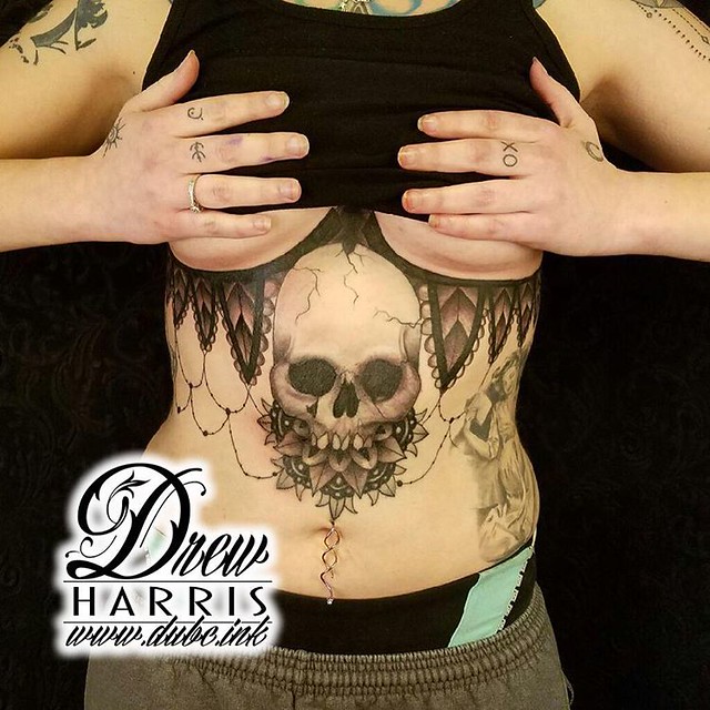 Tattoo uploaded by Marvoy  Skull sword stomach ribs gothic dark tattoo   Tattoodo