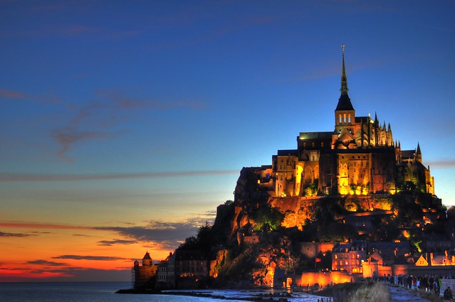 Mont St. Michel Castle Sunset HDR