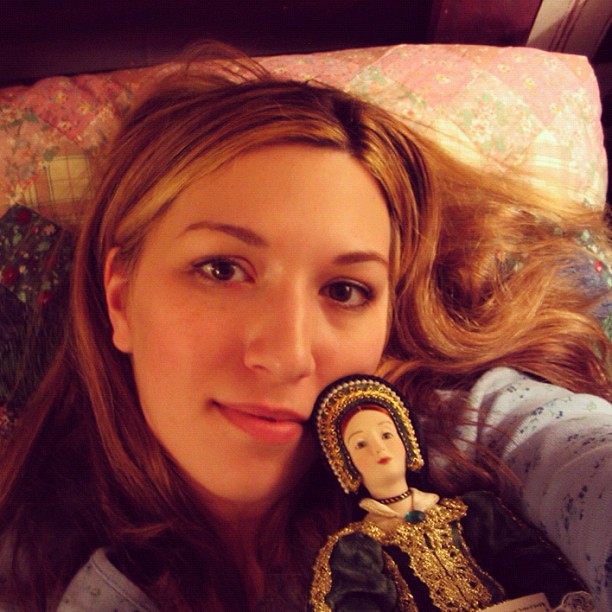 22 year old me in Scotland with my Catherine Howard doll