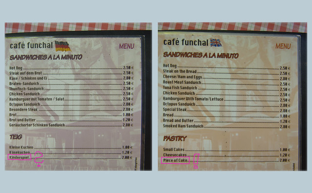 Menu Cafe Funchal