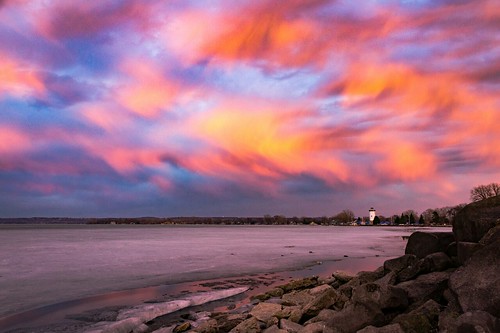 sunset clouds color winter lighthouse wisconsin discoverwisconsin travelwisconsin wi lake fonddulac lakewinnebago sky