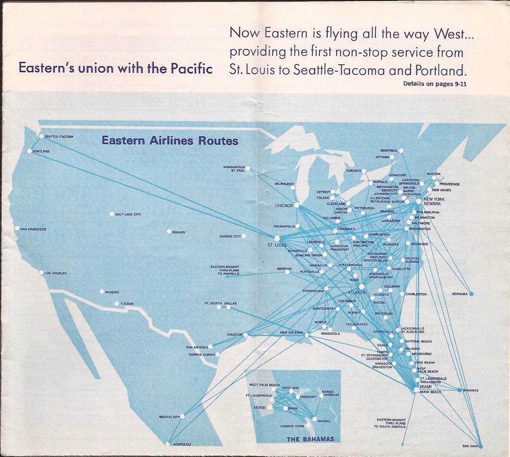 Eastern Airlines route map - 1967