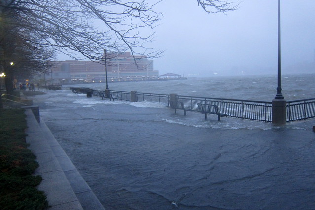 Exchange Place Waterfront during Hurricane Sandy