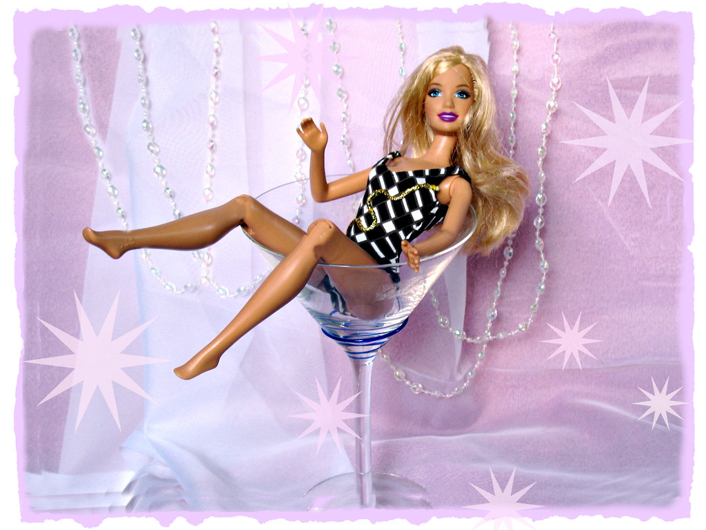 Barbie Martini - Anyone?, Barbie playing in a martini glass…