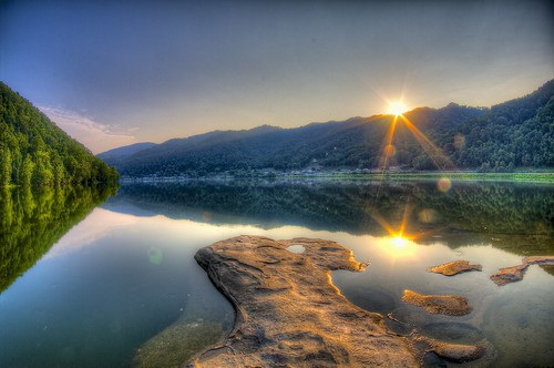 sunset summer reflection water river mirror symmetry wv hdr 2012 newriver gauleyriver photomatix hdrextremes pentaxart pentaxk7