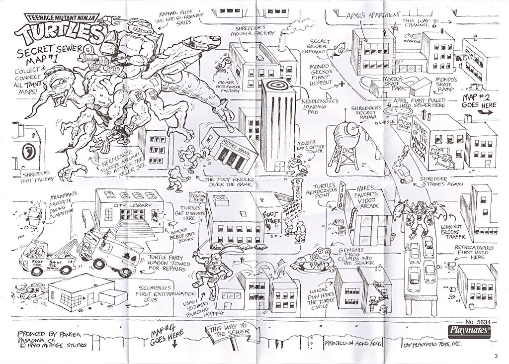 "MEGA MUTANTS" TEENAGE MUTANT NINJA TURTLES :: NEEDLENOSE / SECRET SEWER MAP #1 (( 1990 )) by tOkKa