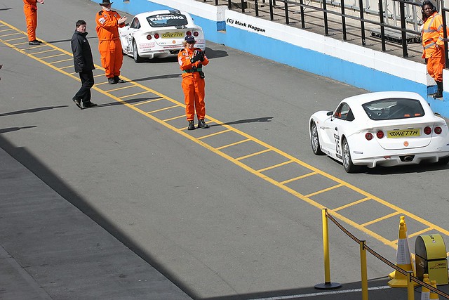 The Ginettas return to the pit lane at the 2012 BTCC event at Donington Park in April 2012
