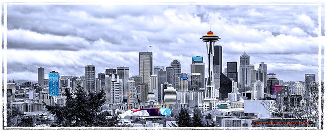 Seattle Skyline from Queen Anne Hill - Color Pop  -  Just press 