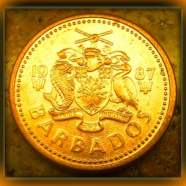 1987 Barbados 1 cent coin  (Obverse)