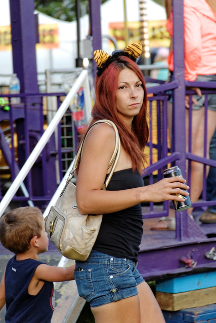 Woman with Cat Ears and Child, Western Montana Fair