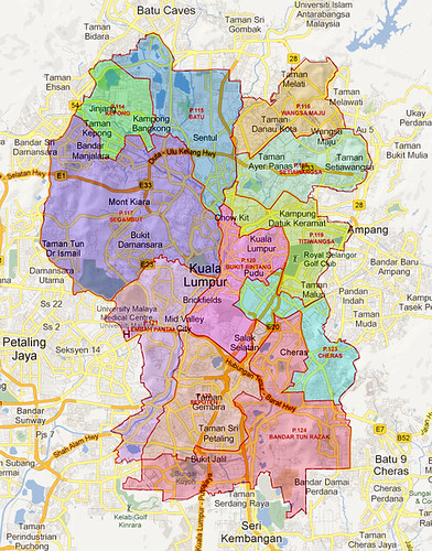 Peta Daerah Kuala Lumpur  Malaysia 13th General Election State Maps