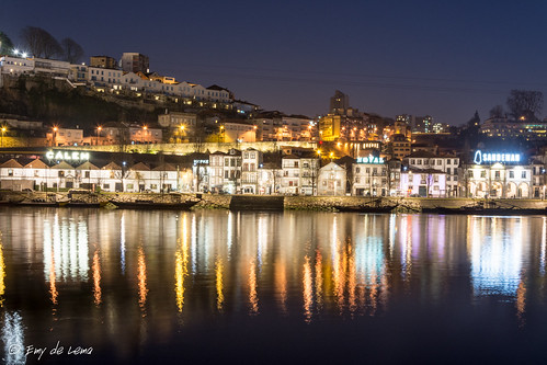 houses portugal night reflections river europa europe riverside porto pt oporto cellers